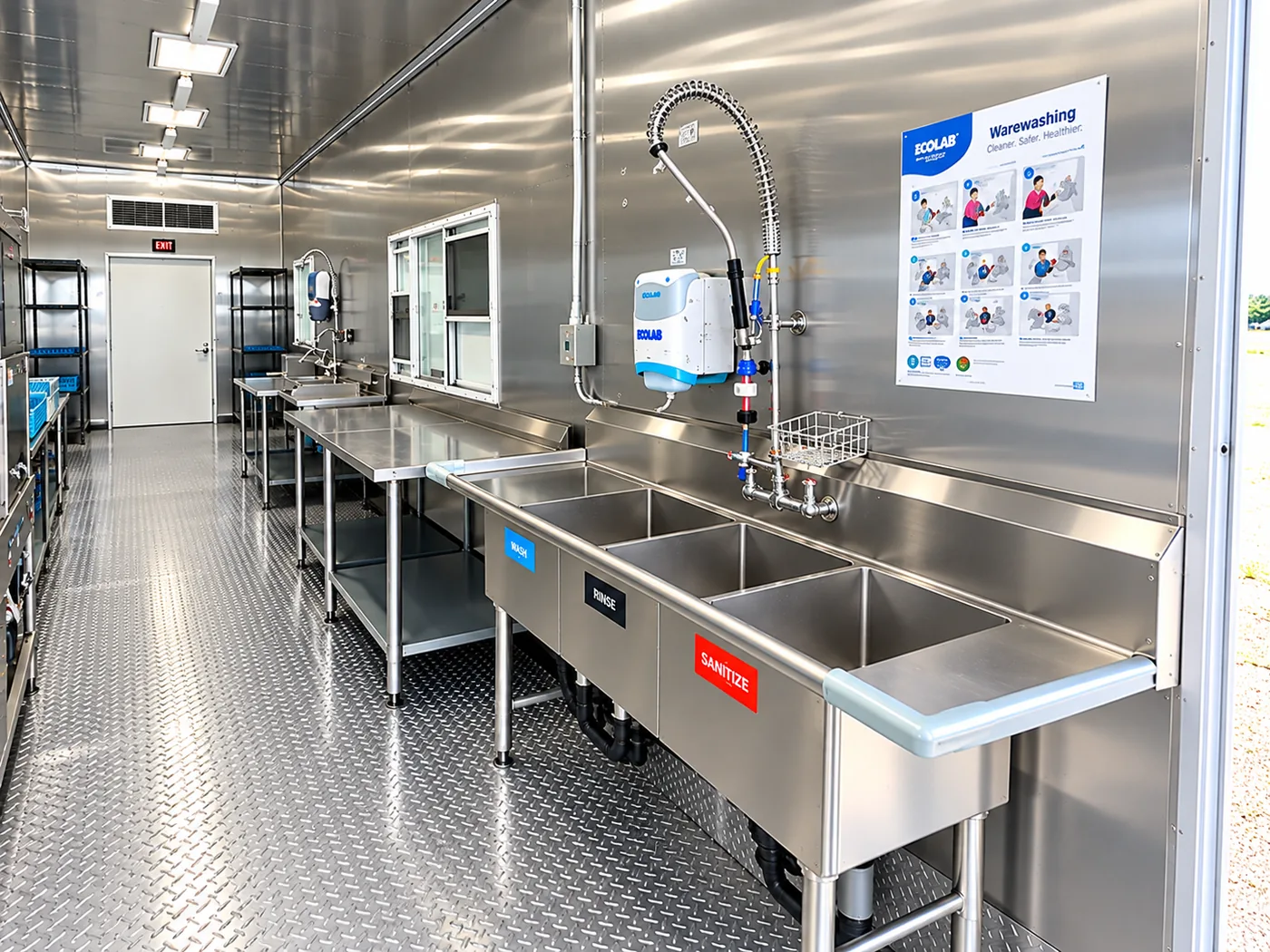 Virginia emergency commercial dishwashing trailer interior